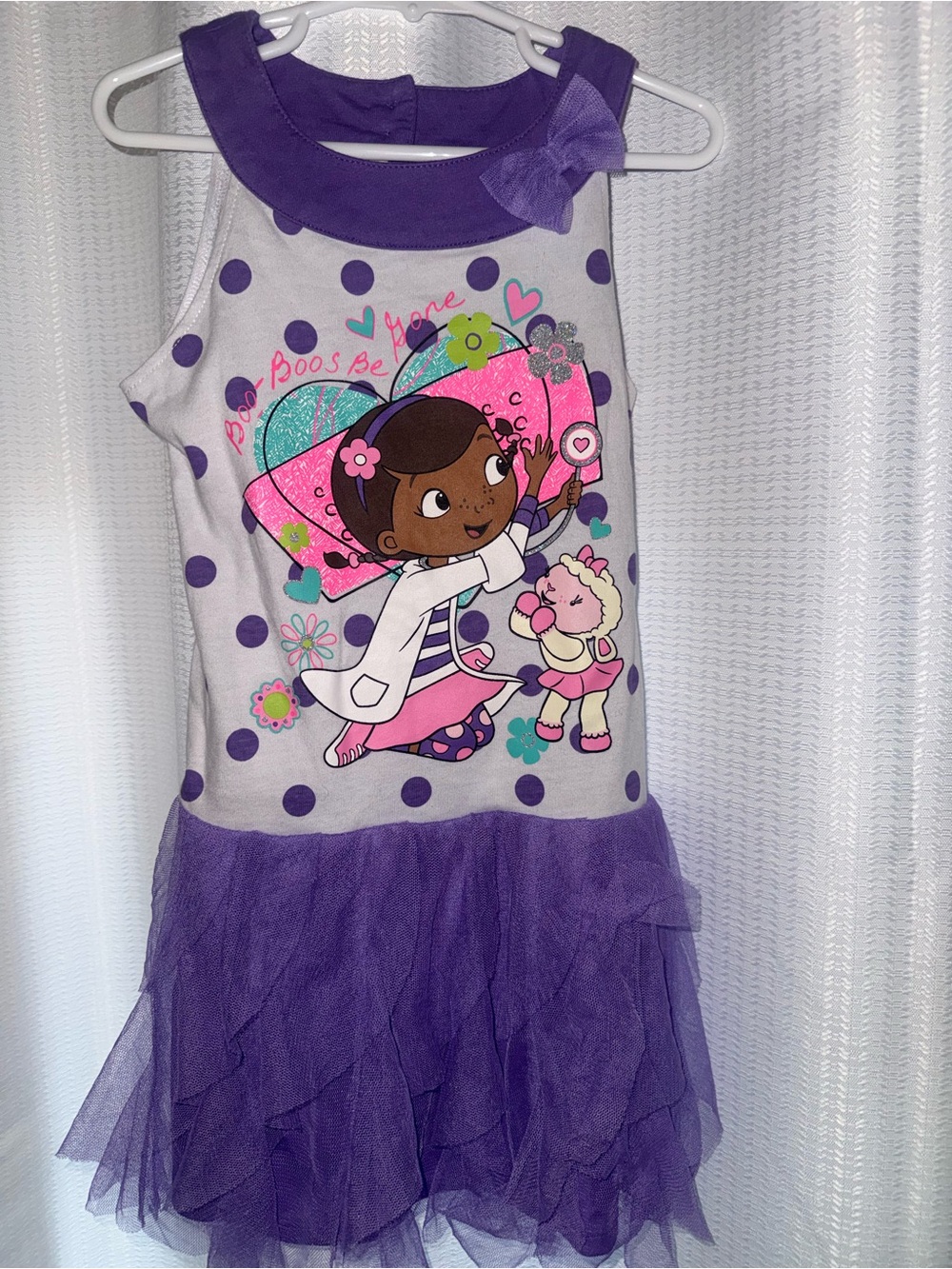 Girls Purple Polka Dot Doc McStuffins Tutu Dress size 6 rare